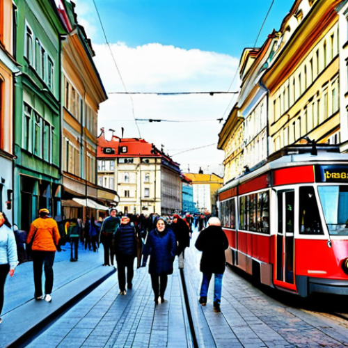 Home 21 Bustling Warsaw Street**
"A vibrant street scene in Warsaw, Poland, on a sunny afternoon. People are walking and shopping, with trams passing by. The buildings are a mix of old and modern architecture. Capture the energy and atmosphere of the city. Safe for work, appropriate content, fully clothed, professional photography, high quality."
**